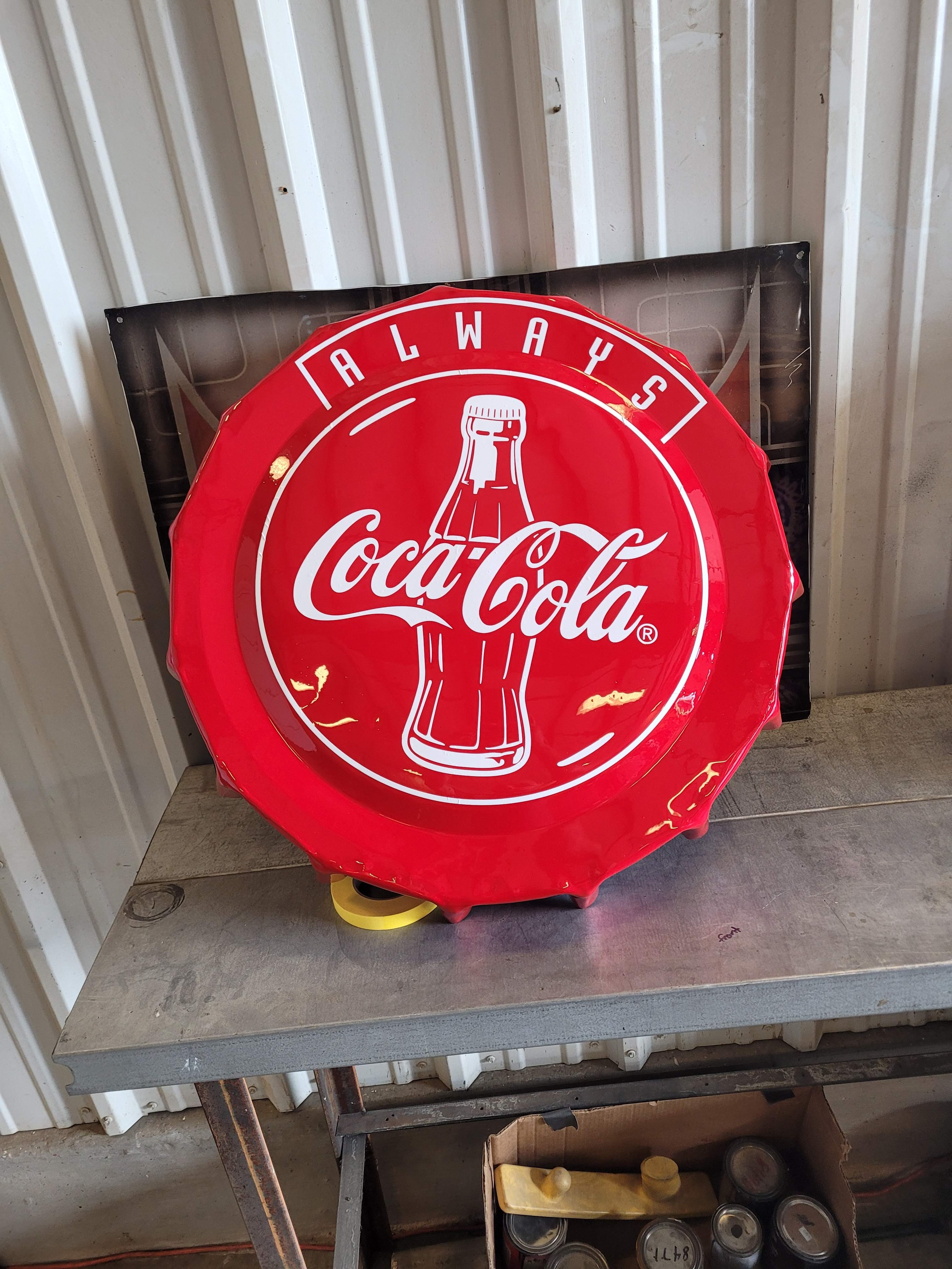 Custom painted Coca-Cola bottle cap sign